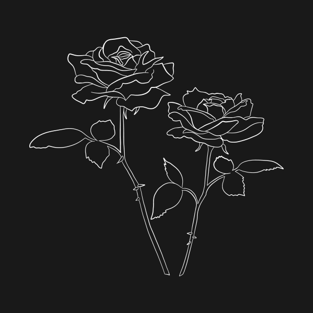 Rose Line Art Drawing - 2 Roses by PeachOnAWindowsill