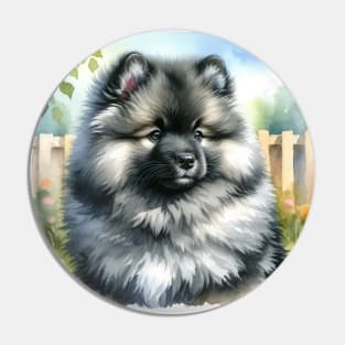 Watercolor Keeshond Puppies - Cute Puppy Pin