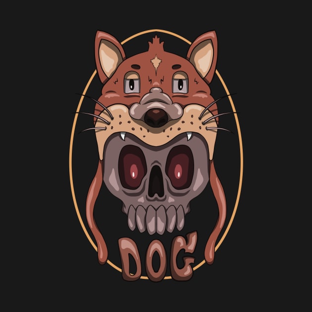 A skull demon wearing a cute dog by Watidstudio