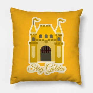 Cute Golden Theme Style Castle Art Pattern Pillow