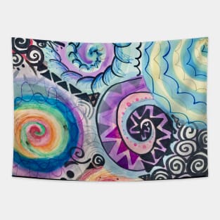 Abstract Rainbow Spirals Tapestry