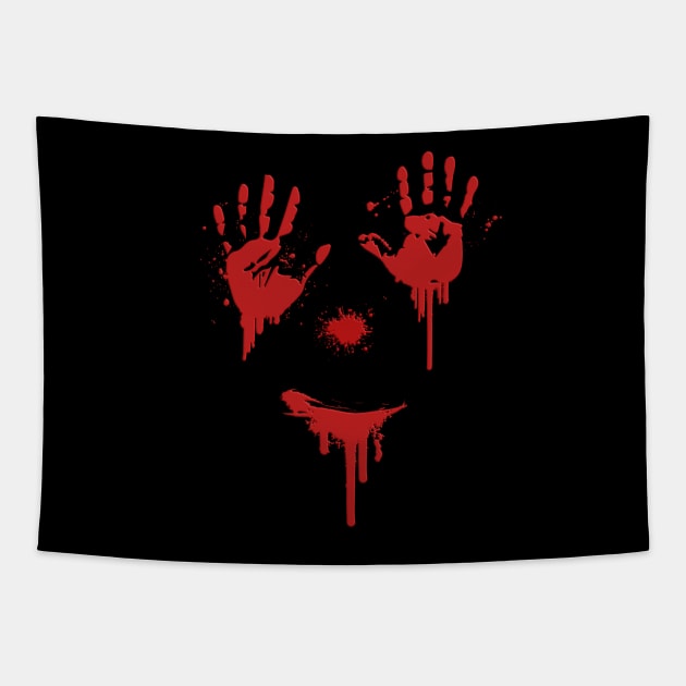 Bloody Hands Smile Halloween Tapestry by BurunduXX-Factory