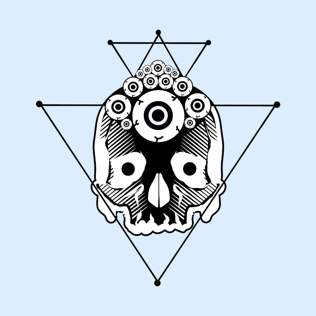 Trippy Skull With Many Eyes by KohorArt
