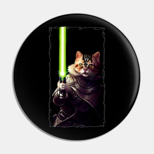 Fun Cat Print ~ AI Art ~ Fantasy Cat ~ Sci-fi Cat ~ Cats with Lightsabers Pin