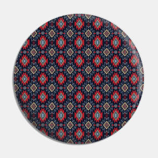 Red and Blue Folk Art Ethnic Motifs Pin