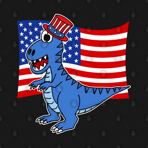 4th July T-Rex American Flag Dinosaur by doodlerob