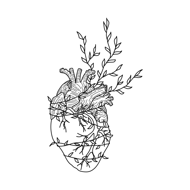 Black heart with creeping vines by AbigailBrown