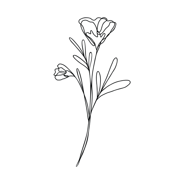 Wildflower Botanical Line Art | Elegant Floral Leaf Design by RachelFCreative