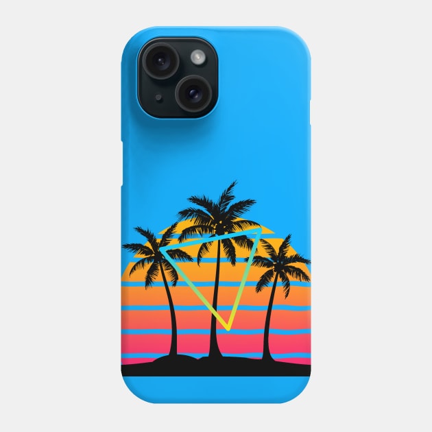 Sunset 80s Palm Tree Art Phone Case by AlondraHanley