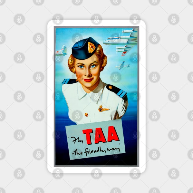 Fly TAA - Vintage Travel Poster Magnet by Culturio