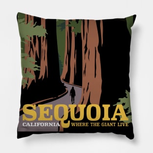 California Sequoia Vintage Style Travel Poster Design Pillow