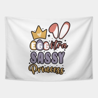 Cute Girls Bunny Ears Crown Egg-stra Sassy Princess / Retro Colorful Happy Easter Sassy Princess Tapestry