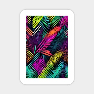 Neon tropical leaves Magnet