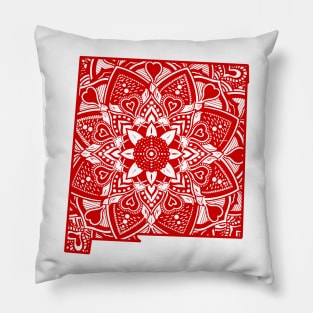 Red New Mexico State Gift Mandala Yoga NM Art Pillow