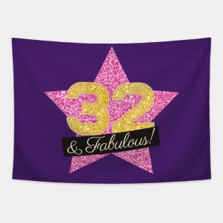 32nd Birthday Gifts Women Fabulous - Pink Gold Tapestry