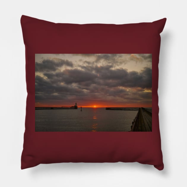 Sunrise at the mouth of the River Blyth Pillow by Violaman