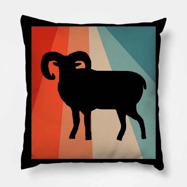 Vintage mouflon retro hunting horns antlers Pillow by FindYourFavouriteDesign