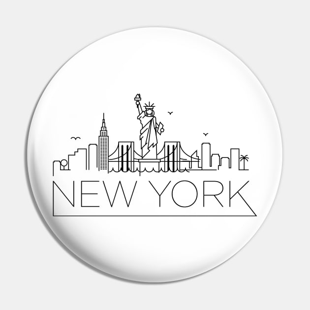 New York Minimal Skyline Pin by kursatunsal