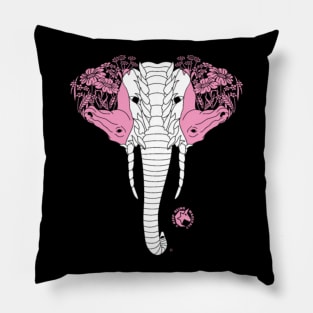 Elephant And Unicorn Floral Face Outline Pillow