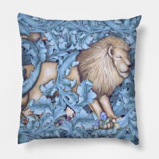 Lion and Acanthus Handpainted Designer Art Pillow