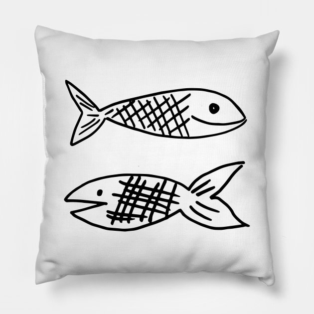 Retro Fish Design Pillow by SWON Design