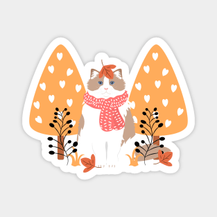 Cute Ragdoll Cat in Autumn Magnet