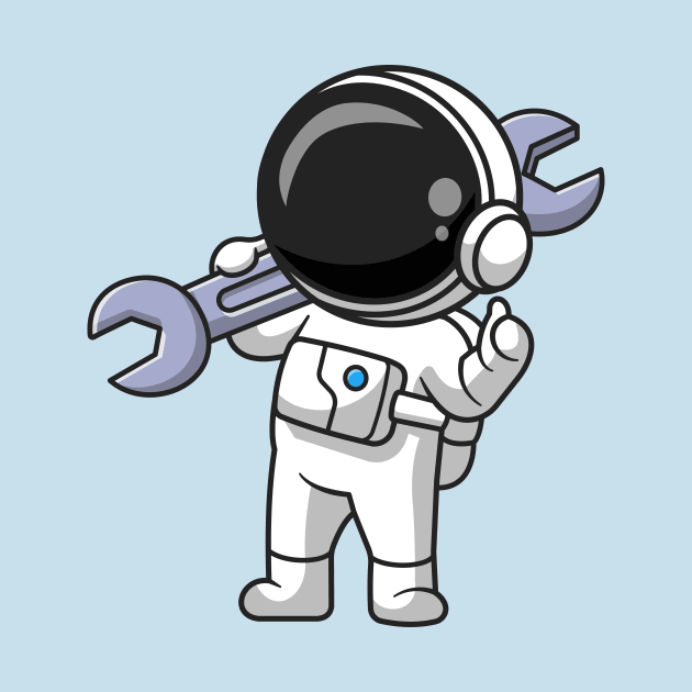 Cute Astronaut Holding Wrench Cartoon by Catalyst Labs