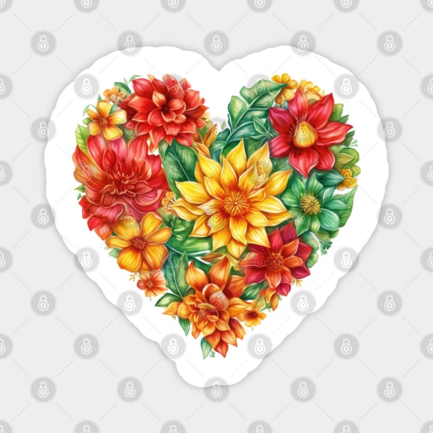 Watercolor Juneteenth Flower Heart Magnet by Chromatic Fusion Studio