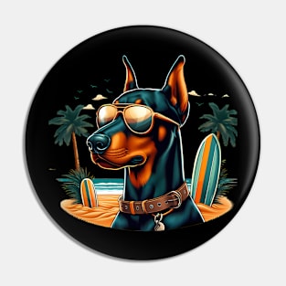 Funny Doberman with Sunglasses Pin