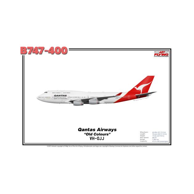 Boeing B747-400 - Qantas Airways "Old Colours" (Art Print) by TheArtofFlying