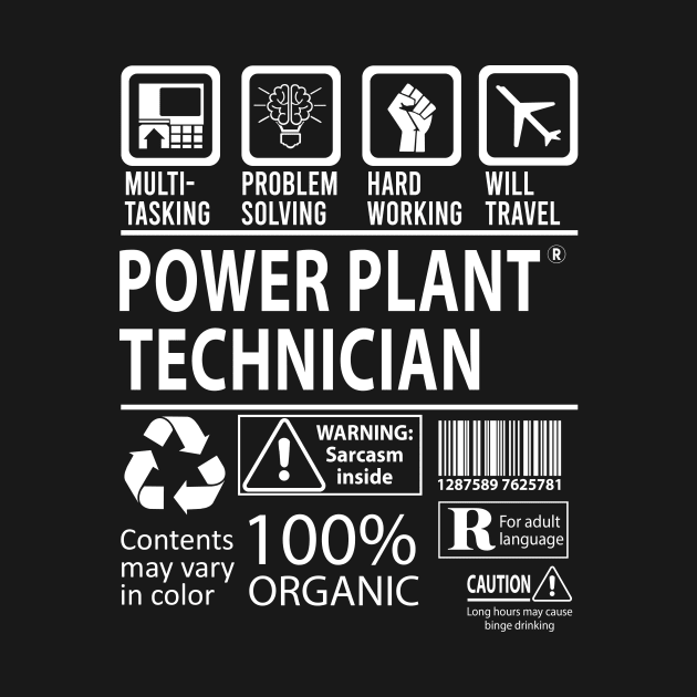 Power Plant Technician T Shirt - MultiTasking Certified Job Gift Item Tee by Aquastal