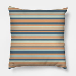 Stripped design in retro neutral pink and blue tones Pillow