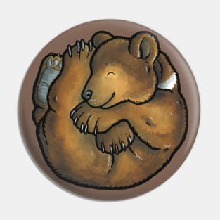 Sleeping brown bear cub Pin