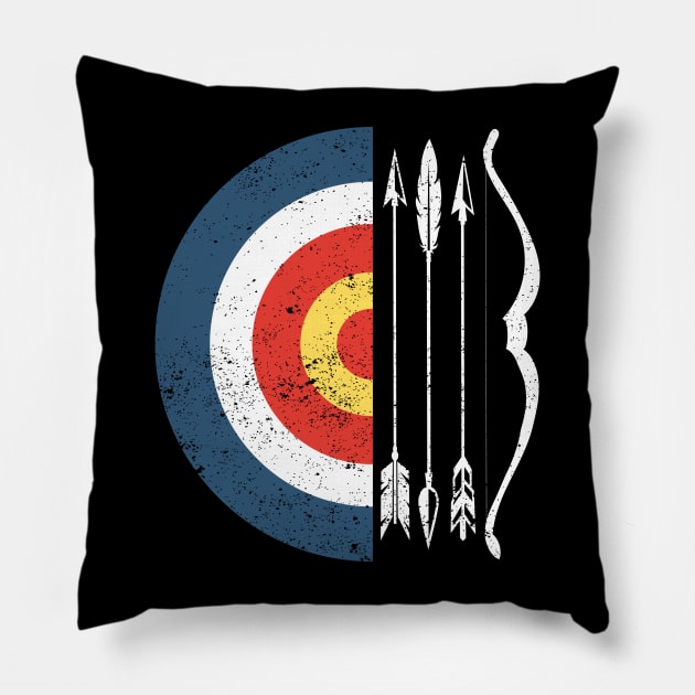 Archery Target Bow And Arrow Archer Pillow by ChrifBouglas