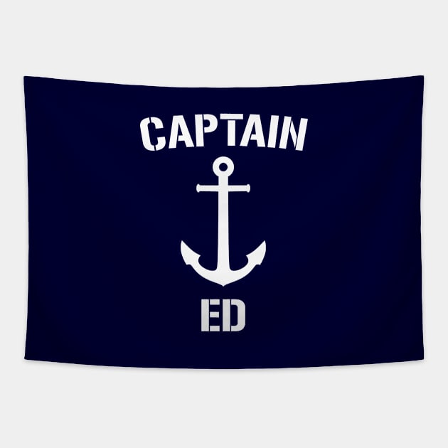 Nautical Captain Ed Personalized Boat Anchor Tapestry by Rewstudio