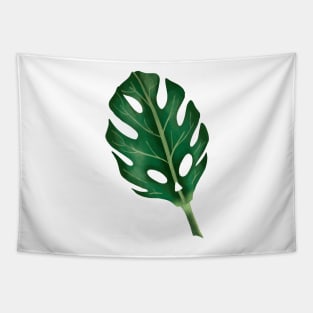 Monstera Leaf Skull Tropical Leaves Botanical Green Tapestry