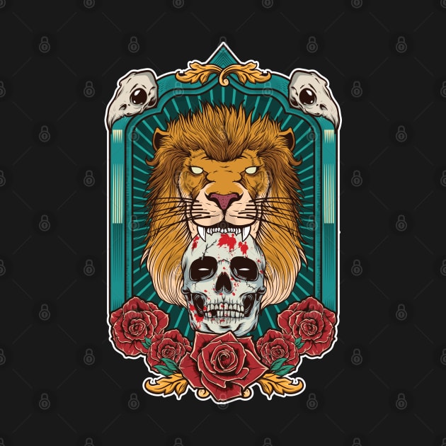 Lion Illustration with Skull by FilsonDesigns