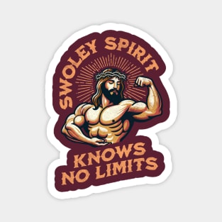 Swoley Spirit Knows No Limits: Jacked Jesus Gym Motivation Funny Christian Religious Workout Fitness Humor Magnet