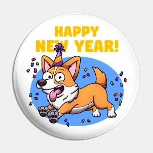 Cute Jumping New Year Corgi Dog Pin