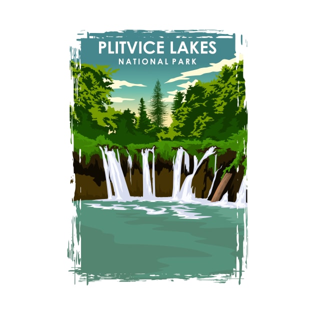 Plitvice Lakes National Park Travel Poster by jornvanhezik