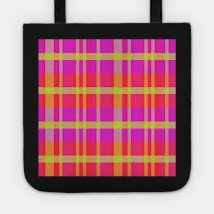 Neon Aesthetic Iagan 2 Hand Drawn Textured Plaid Pattern Tote