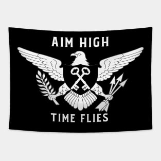 Aim High Time Flies Uplifting Motivational Slogan Saying Quote Tapestry