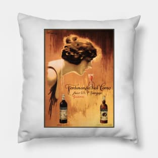 FERDINANDO DAL CORNO Padova by Ettore Mazzini Old Italian Wine Advertisement Pillow