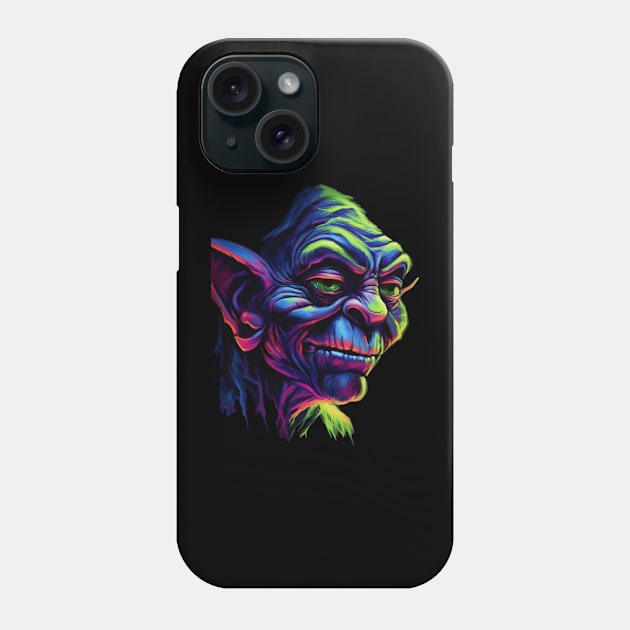 Retro Neon Goblin T-Shirt | Vintage 80s Fantasy Graphic Design | Glowing Goblin Phone Case by WyldbyDesign