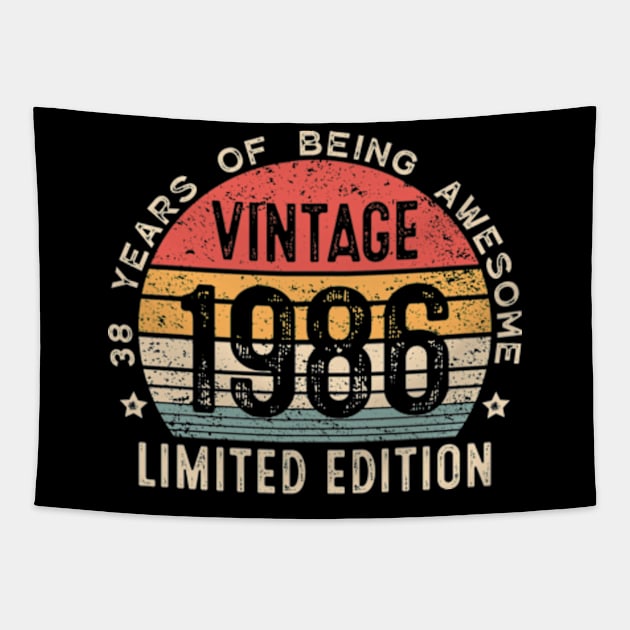 38 Year Old Gifts Vintage 1986 Limited Edition 38th Birthday Tapestry by Shrtitude