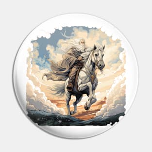 The White One on his Steed - Fantasy Pin