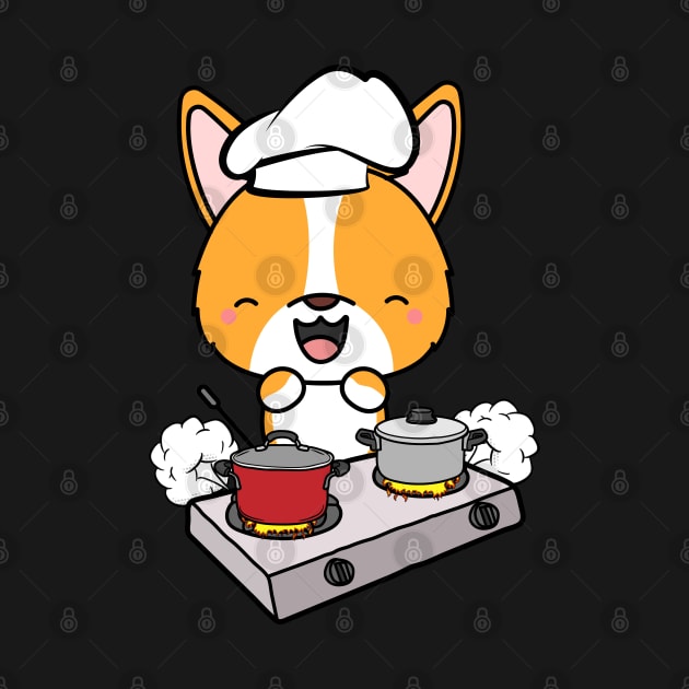 Funny corgi is cooking by Pet Station