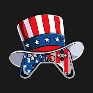 Video Game 4th of July controller American flag T-Shirt