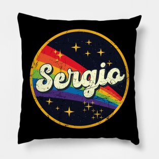 Sergio // Rainbow In Space Vintage Grunge-Style Pillow