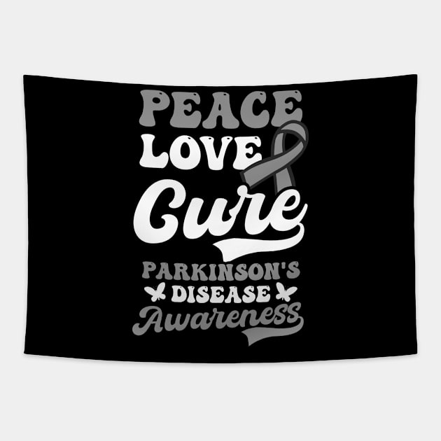 Parkinsons Awareness Shirt | Peace Love Cure Tapestry by Gawkclothing